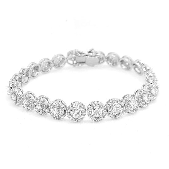 Ronde Swarovski® Tennisarmband - 19 cm - Valentijnsdag - Moederdag Cadeau - Geschenkset Vrouwen - Cadeau voor Vrouw - Verjaardagscadeau - Cadeau - Geschenk voor haar - Kerst Cadeau - Juwelia