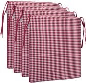 Zitkussen stoelkussen geruit kussen zitkussen - 40 x 40 cm (4-pack, rood)