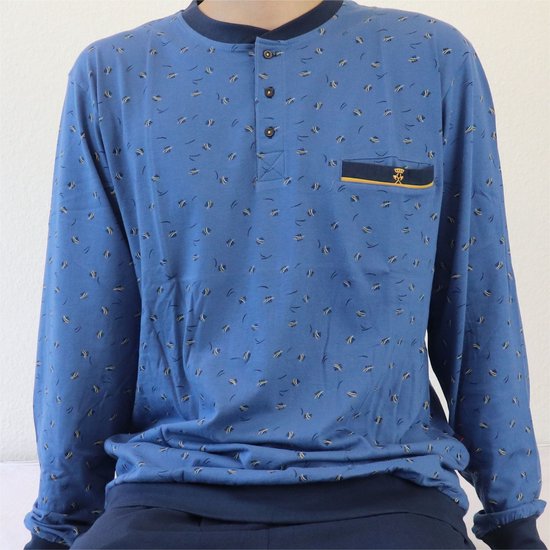 Paul Hopkins - Heren Pyjama - Geprint Dessin - Licht Blauw. - Maat M