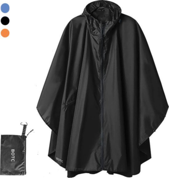 BOTC Poncho - Regenponcho - Fietsponcho Fiets - Unisex - Dames & Heren - Waterdicht - Zwart