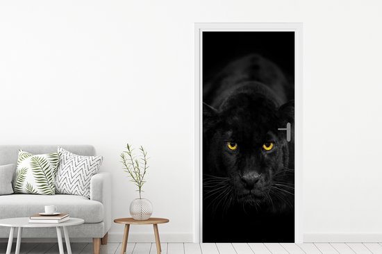 Sticker de porte Panthère - Animaux - Zwart - Yeux - 85x205 cm - Poster de porte