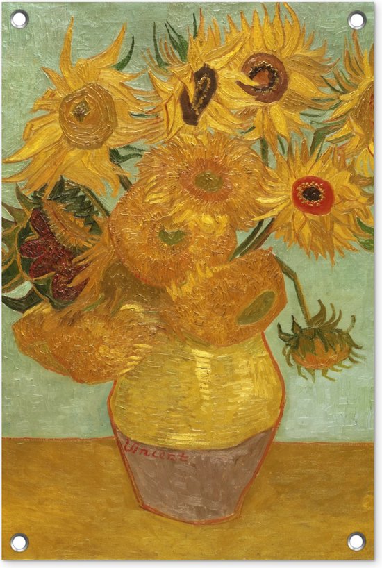 Tuindecoratie Zonnebloemen - Vincent van Gogh - 40x60 cm - Tuinposter - Tuindoek - Buitenposter