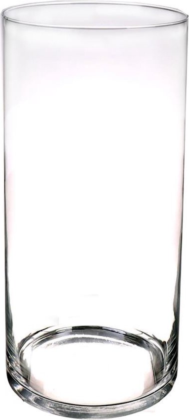 Glazen cilinder bloemenvazen 40 x 19 cm - Transparant - Vazen/vaas - Boeketvazen