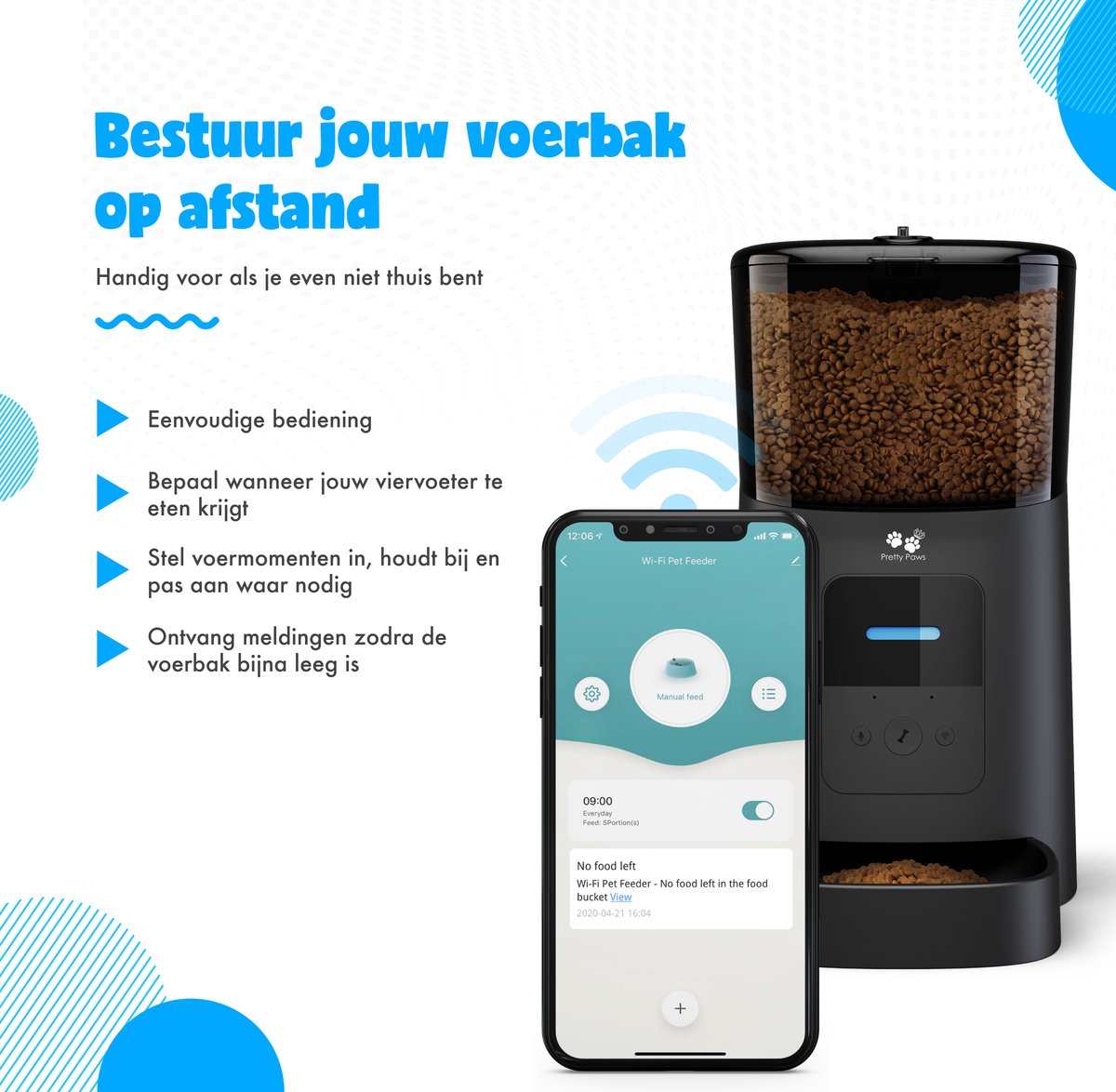 Pretty Paws PP005 Wifi Voerautomaat Zwart - Automatische - afbeelding 3
