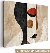 Canvas schilderij 40x30 cm - Wanddecoratie Gezicht - Abstract - Kunst - Vormen - Muurdecoratie woonkamer - Kamer decoratie modern - Abstracte schilderijen