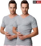 2 Pack DONEX® t-shirt - V hals - 100% Katoen - Grijs - Maat L