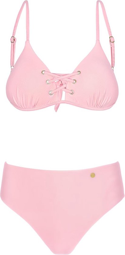 Bikini met veters detail Roze XL