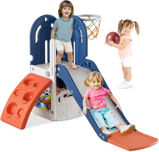 Stena 4 in 1 Speelhuisje - met Glijbaan - voor Binnen en Buiten - Speeltoren - Speeltoestel - Klimrek - Kinderen - Buitenspeelgoed
