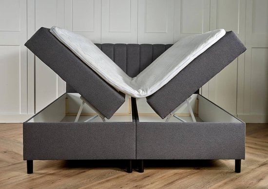 Opberg boxspring Lausanne - 160x200 - Antraciet - met gratis topper! | bol