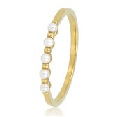 My Bendel - Bague en or avec petites perles blanches - Bague d'extension en or avec 5 petites perles blanches - Avec emballage cadeau luxueux