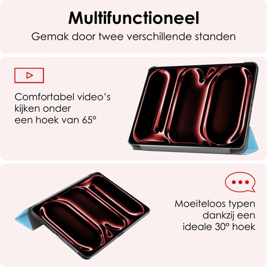 Étui adapté pour iPad Pro 2024 (11 pouces) Étui à couverture rigide avec protecteur d'écran - Bleu clair