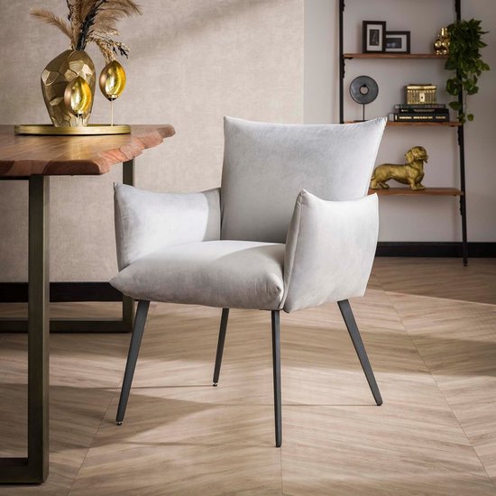 Eetkamerfauteuil Lobby Zilver Velours - Giga Meubel