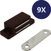 9x Magneetsnapper - Bruin - 4kg - 45,5x15,5mm - Inclusief Sluitplaat