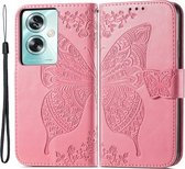 Coverup Vlinder Book Case - Geschikt voor OPPO A79 5G Hoesje - Roze