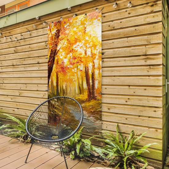 Décoration murale d'extérieur Peinture - Automne - Forêt - Huile - 80x160 cm