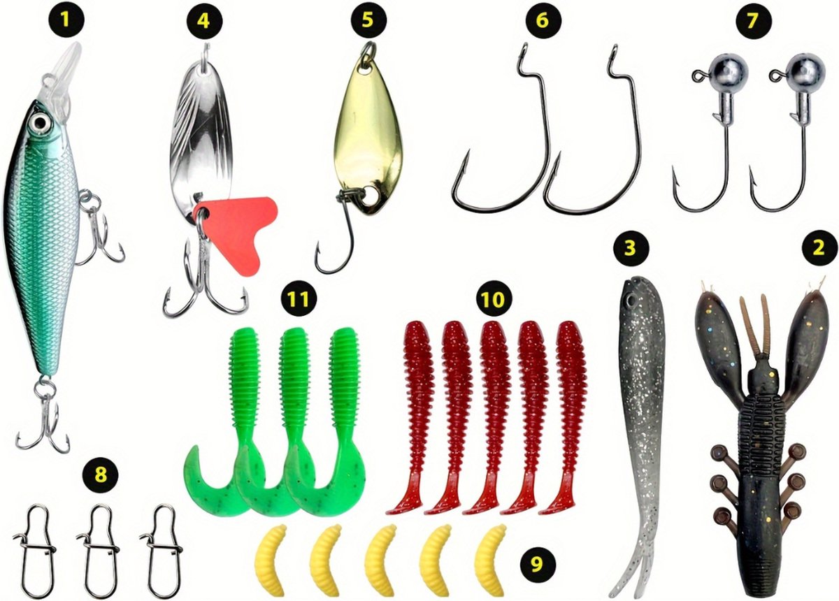 Livano Visspullen - Viskoffer - Tacklebox - Kunstaas - Vis Accessoires - Hengelsport - Spullen - Roofvis - Karper - Snoek - 26 stuks