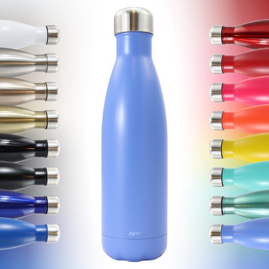 Foto: Thermosfles drinkfles waterfles modern slank design thermos fles voor de warme en koude dagen dubbelwandig robuuste thermoskan 500ml lavender blue mat lichtblauw blauw