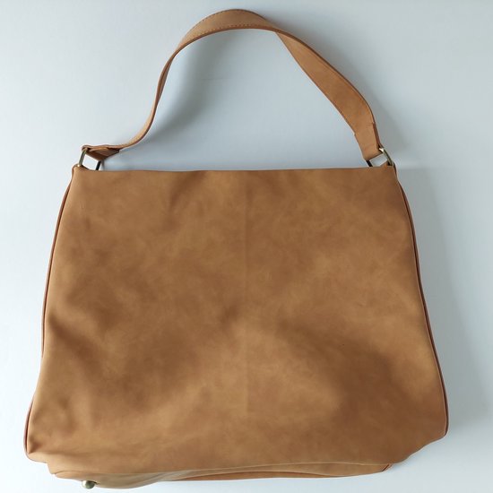 HappinessTassen shopper tas - Suède look bruin met rits - PU leer HappinessTassen shopper tas - Suède look bruin met rits - PU leer