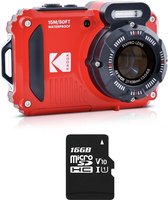 KODAK Pixpro Pack WPZ2 + 1 carte SD Kodak - Compact 16M Pixels, étanche à 15m, Anti-Choc, Video 720p, Ecran LCD 2,7 - Batterie Li-ion - Rouge