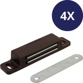 4x Magneetsnapper - Bruin - 12kg - 67x18mm - Inclusief Sluitplaat