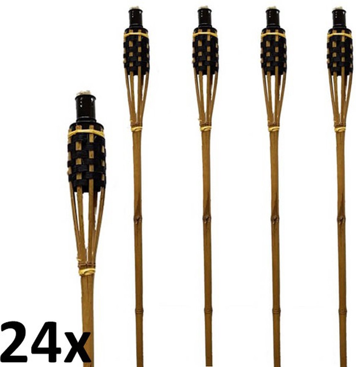 24 stuks Bamboe tuinfakkels 120 cm, fakkels zwart en lichtbruin (7 uur)