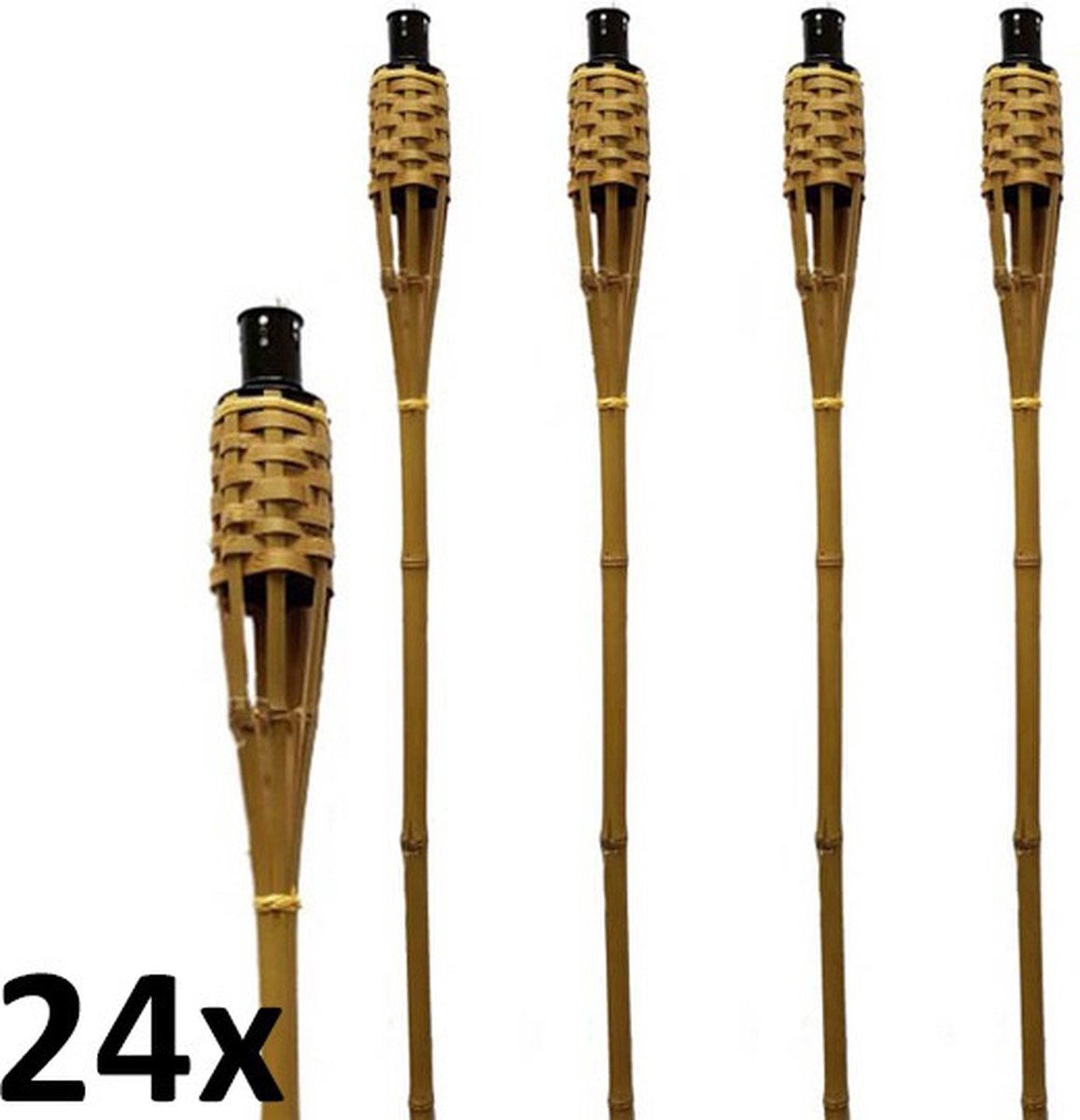 24 stuks Bamboe tuinfakkels 120 cm, fakkels lichtbruin (7 uur)