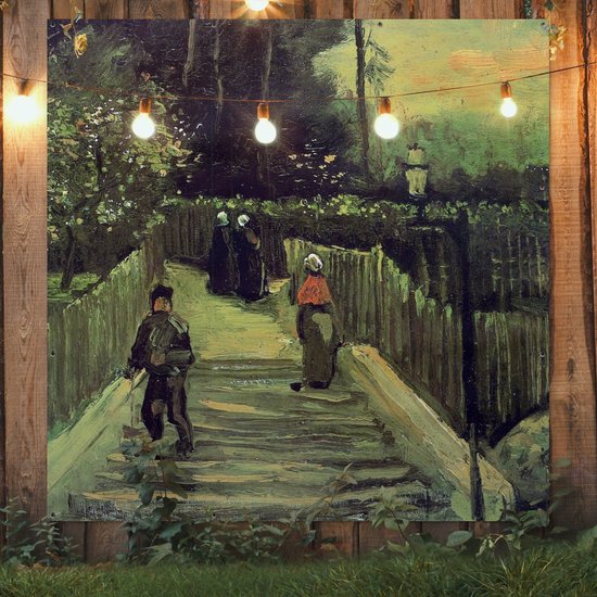 Affiche Jardin Sentier en pente à Montmartre - Vincent van Gogh - 200x200 cm - Toile jardin - Affiche extérieure