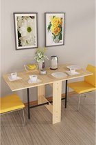 SNS Home - Praktische Tafel - Eettafel - Eettafel uitschuifbaar - Flamingo - Opvouwbaar - 134 x 60 x 72 cm - Saffier/Eik