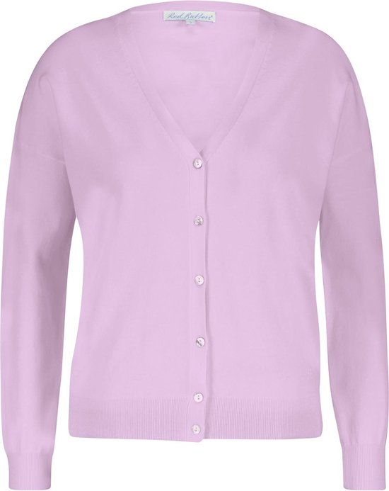 Red Button Vest Cardigan Fine Knit Srb4196 Soft Lilac Dames Maat - L