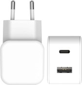 USB C Adapter oplader USB stekker 25W - Oplader - Snellader - Universeel - Wit