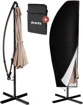 Housse de parasol Strents® pour parasol flottant - Jusqu'à 300 cm - Imperméable - Oxford 420D - Avec fermeture éclair, cordon de serrage et bâton - Zwart