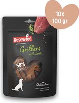 Rosewood by Pets Unlimited - Grillers - Eend - Hondensnacks - 10 zakjes à 100g