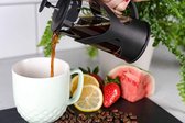 koffiezetapparaat- draagbare cafetière met drievoudige filters- hittebestendig glas met roestvrijstalen 800 ml