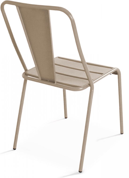 Oviala Set Van Tuinmeubelen Met Een Bistrotafel En 2 Metalen Stoelen Palavas Roze