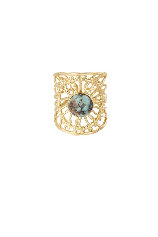Ring steen - Prachtige natuurstenen ring - Nature stone - Blauw - Dames ring - One-size Verstelbaar