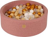 Ballenbak boucle ( teddy stof) 90 x30 cm + 200 ballen roze
