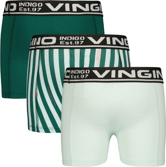 Vingino Boxer B-241-1 Stripe 3 pack Jongens Onderbroek - Bottle Green - Maat XL