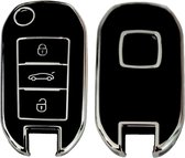 Siliconen TPU Remote Cover Key Case key cover Zwart voor Citroen C3 C4 Berlingo 2021 voor Peugeot 208 2008 301 308 3008 RCZ 508 408 2008 307