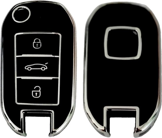 Autosleutel Hoesje voor Peugeot E-5008 2024 2025, Autosleutel Behuizing Sleutelhoes Autosleutel Houder Sleutel Cover met Sleutelhanger Sleutelbehuizing Sleuteletui Beschermhoes,B-Black 1