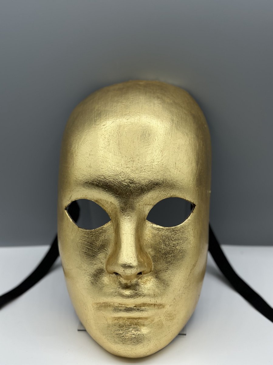 Gouden masker venetiaans - Hangemaakt - Venetiaans heren masker - masker gala goud - gouden masker carnaval - masquerade masker