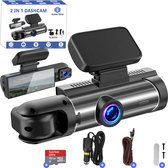 Fleau Tech Dashcam voor in de auto - Rijrecorder met dubbele lens - Bewegingsdetectie en parkeermodus - G-sensor - Full HD - 170° groothoeklens - Loop-opname - Micro SD-kaart 32 GB