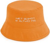 Niet geshot is altijd mis rustaagh hoedje oranje - bucket hat - vissershoedje - EK accessoires - EK artikelen - EK hoedje - EK 2024 - Nederlands Elftal