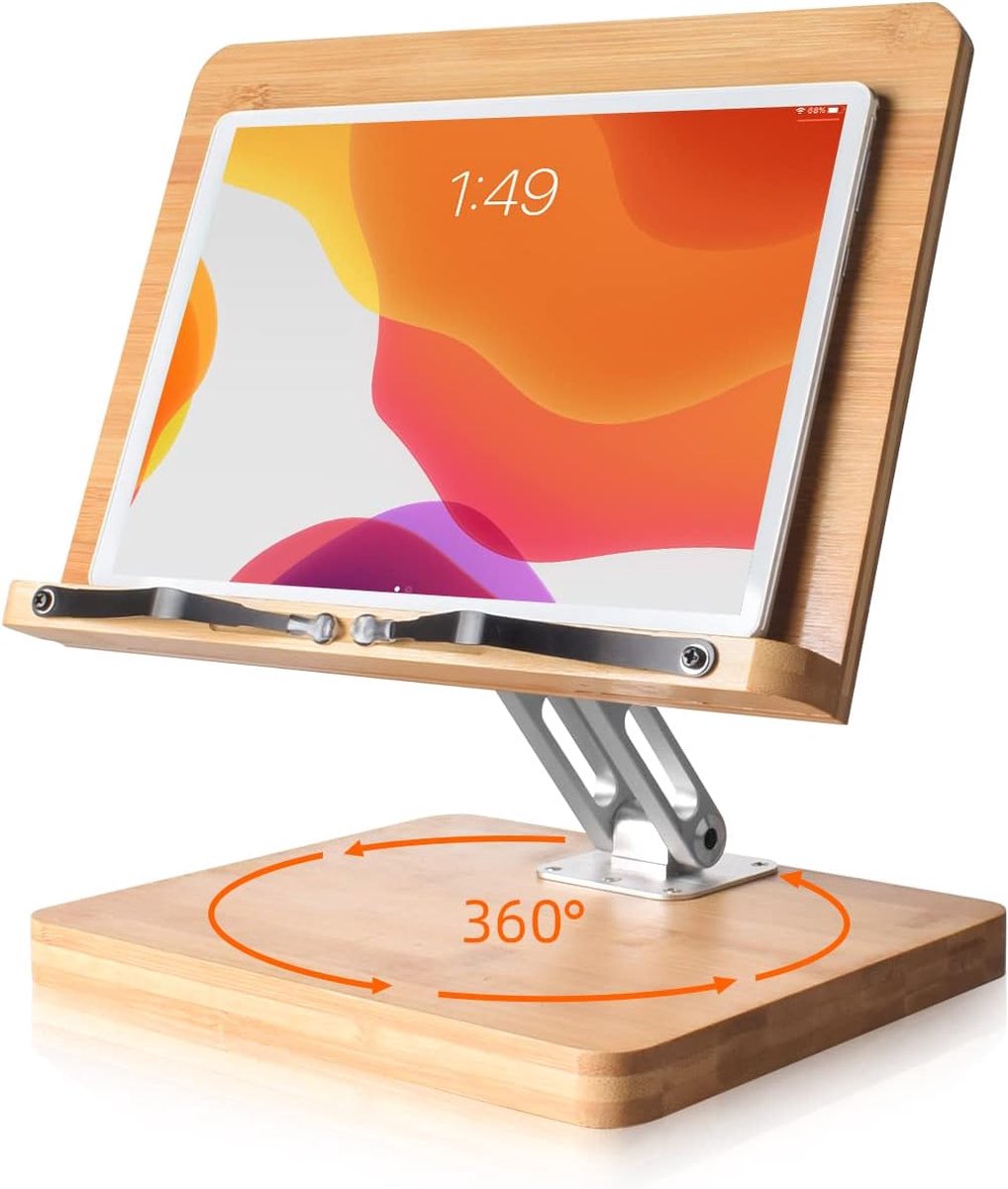 Bamboo Laptop Desk, Bamboo Laptop Stand for Desk, Eat, Write, Read, Work, Suitable for Dorm or Family Use, Height and Angle Adjustable with Drawer, Laptop Table (50 x 30 x