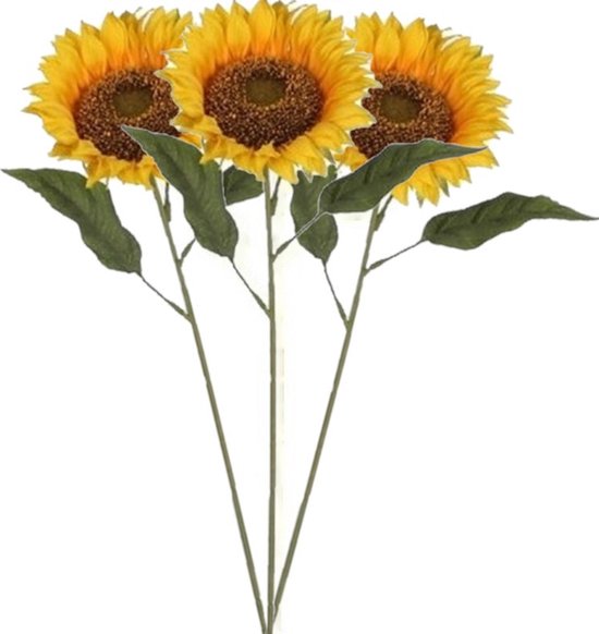 3x stuks gele zonnebloemen kunstbloemen 70 cm - Kunstbloemen boeketten