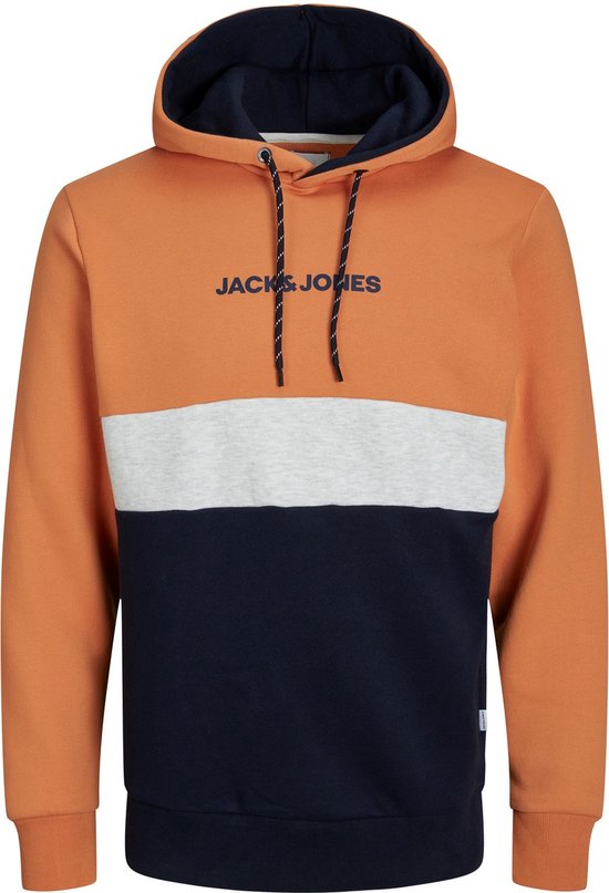 JACK & JONES Reid blocking sweat hood regular fit - heren hoodie katoenmengsel met capuchon - geel - Maat: M