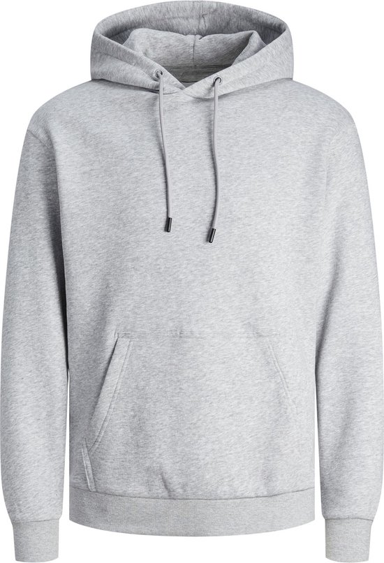 JACK & JONES Bradley sweat hood regular fit - heren hoodie katoenmengsel met capuchon - lichtgrijs melange - Maat: XS