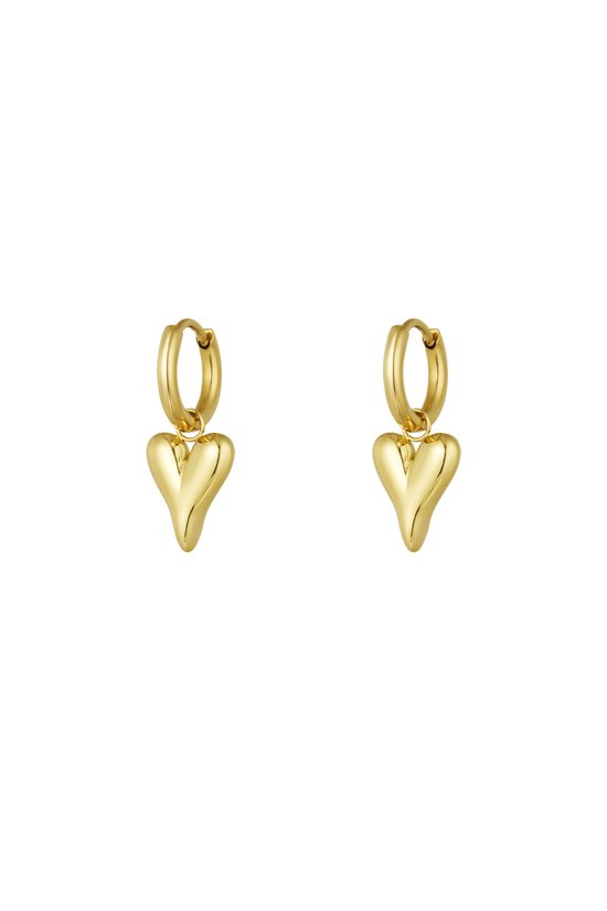 Oorringen - oorbellen - dames - hartjes hanger- perfecte basic - makkelijk in en uit doen - goud kleur - stainless steel - verkleuren niet