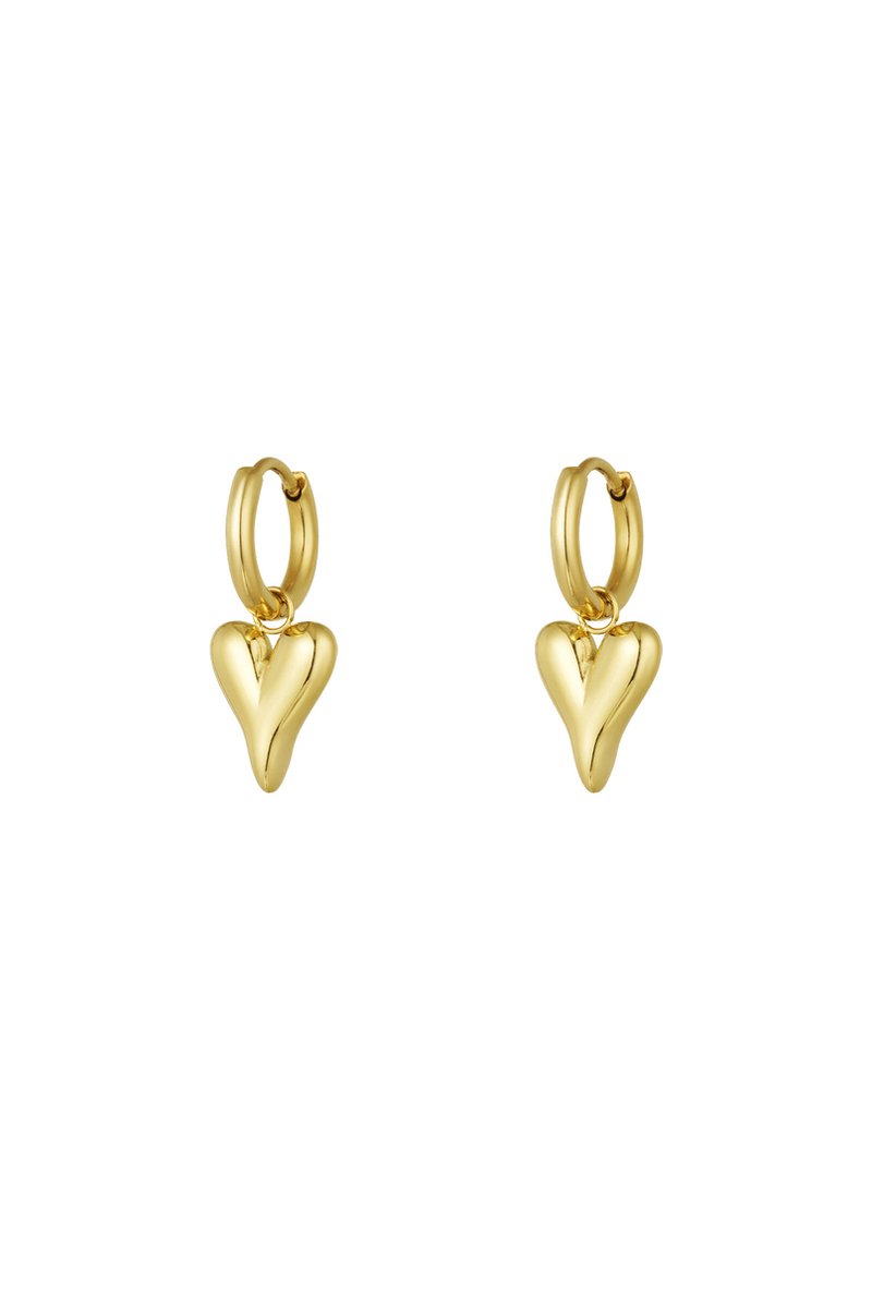 Oorringen - oorbellen - dames - hartjes hanger- perfecte basic - makkelijk in en uit doen - goud kleur - stainless steel - verkleuren niet-yehwang 1