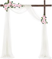 Bruiloft gordijn wit dwarsbehang stof bruidsboog - 1,35 x 10 m bruiloft draperstof tule organza huisbed decoratie hemelbed gordijnen