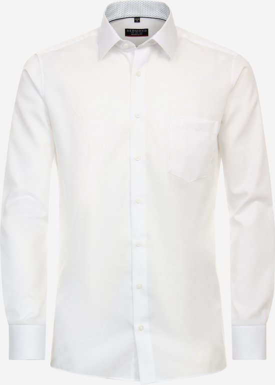 Redmond modern fit overhemd - popeline - wit - Strijkvriendelijk - Boordmaat: 43/44